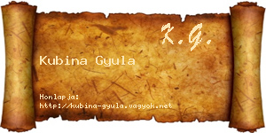 Kubina Gyula névjegykártya